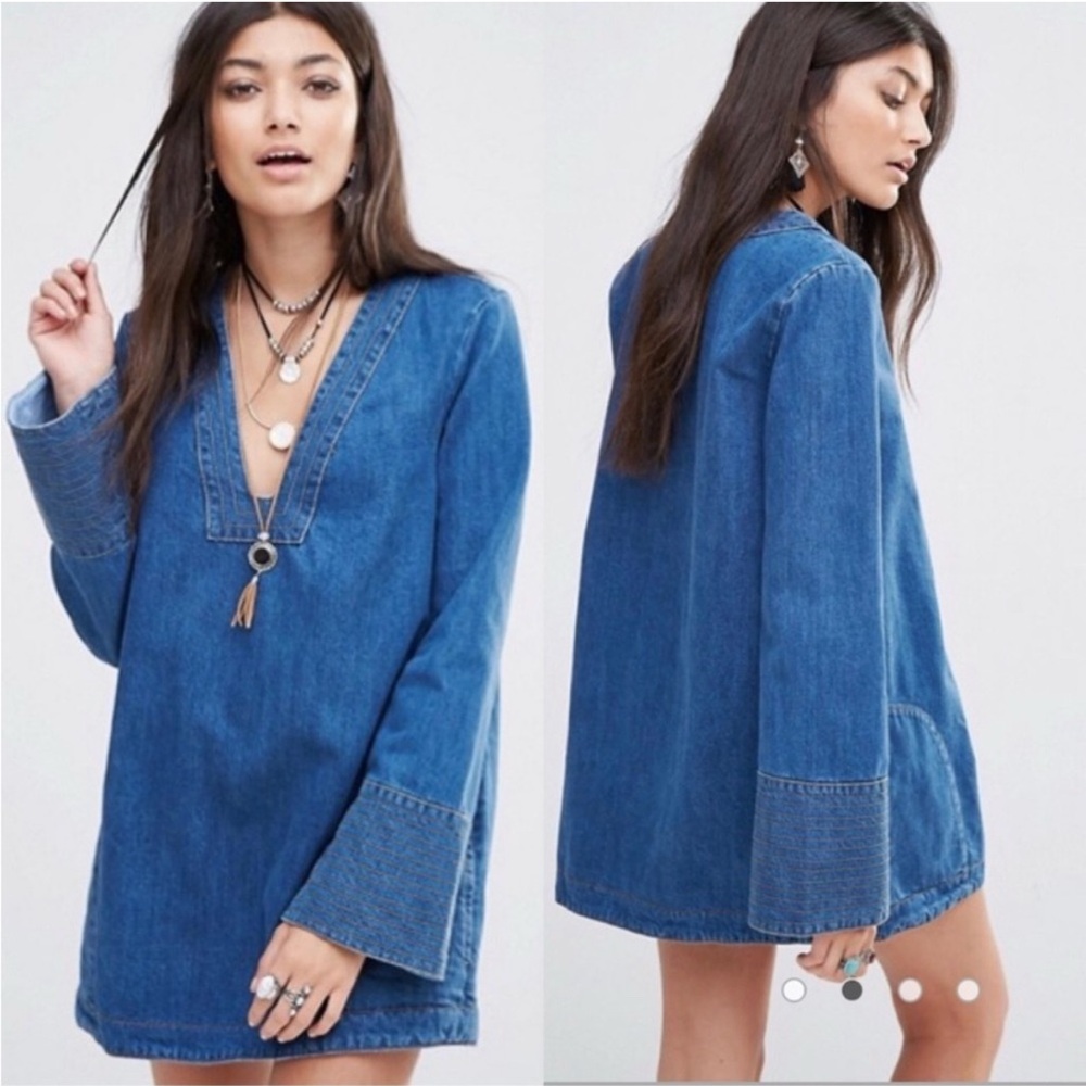 Free People Dreaming of Denim Tunic Top size XS